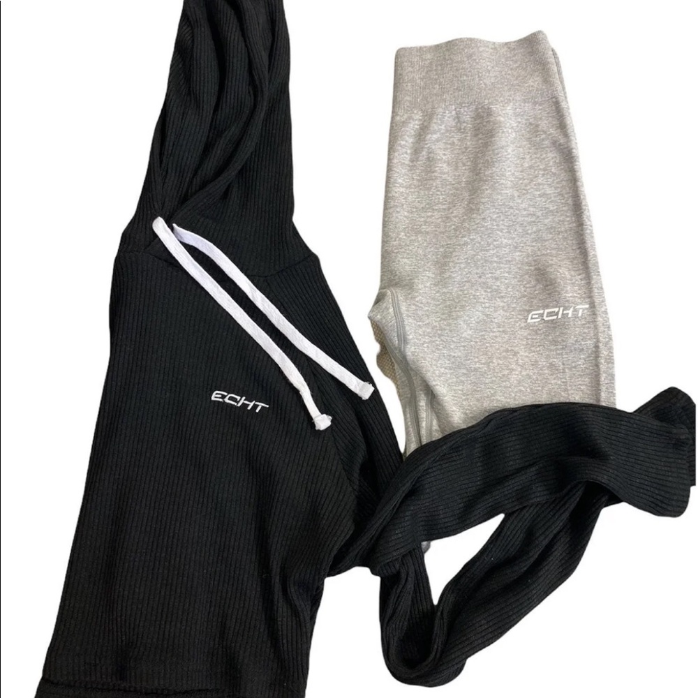 ECHT cropped hoodie and gray leggings matching set